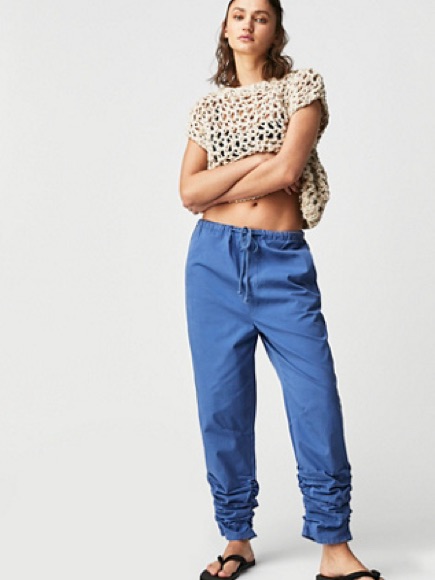 Free People Blue Drawstring Joggers